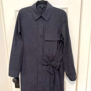 Navy blue tie front COS shirt dress